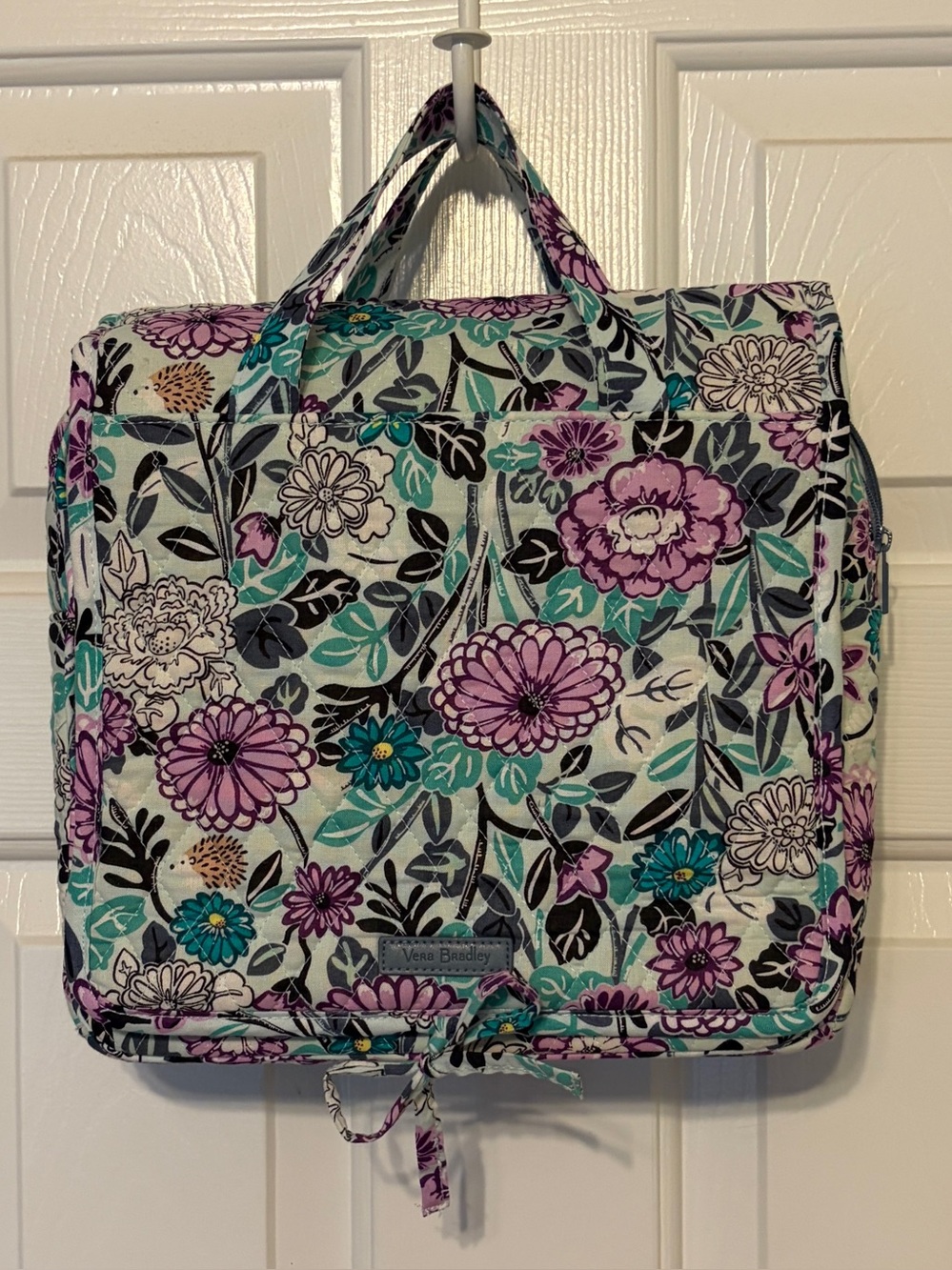 Vera Bradley Penelope’s Garden Purple & Teal Floral Quilted Travel Toiletry Bag